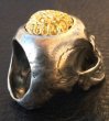 Photo12: 10K Gold Pure Gold Mud Finish Brains Large Skull Full Head Ring (12)