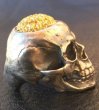 Photo11: 10K Gold Pure Gold Mud Finish Brains Large Skull Full Head Ring (11)