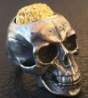 Photo8: 10K Gold Pure Gold Mud Finish Brains Large Skull Full Head Ring (8)