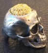 Photo7: 10K Gold Pure Gold Mud Finish Brains Large Skull Full Head Ring (7)