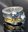 Photo15: Twelve Small Skull On 7.5mm Wide Side Flat Chiseled Reel Ring (15)