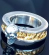 Photo13: Pure Gold Wrap Twelve Small Skull On 7.5mm Wide Side Flat Chiseled Reel Ring (13)