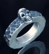 Photo1: Twelve Small Skull On 6.5mm Wide Side Flat Chiseled Ring Bold (1)