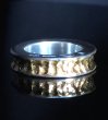 Photo4: Pure Gold Wrap 7 x 5mm Wide Bolo Neck Chiseled Reel Ring (4)
