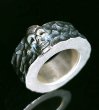 Photo6: Twelve Small Skull On 11mm Wide Side Flat Chiseled Ring Bold (6)