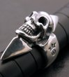 Photo3: Skull with Spike Ring (Flat ring) (3)