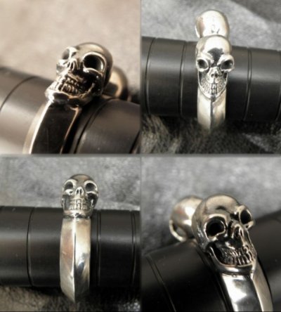 Photo2: Quarter Skull With Half Triangle Wire Ring