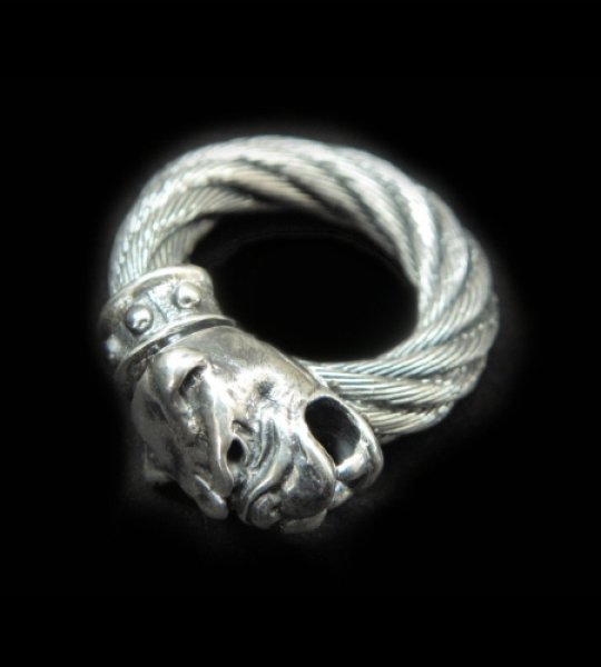 Photo1: Old Single Bulldog Cable wire Bangle Ring (1)