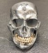 Photo17: Black Large Skull With 18k Gold Teeth Ring (17)