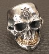 Photo14: Medium Large Skull 18k Gold Teeth Ring with Jaw (14)