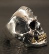 Photo13: Medium Large Skull 18k Gold Teeth Ring with Jaw (13)