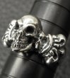 Photo6: Skull On 4Heart Crown Ring (6)