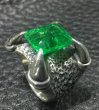 Photo4: 8.09Ct Rectangle Green Emerald Medium Chiseled Iron Claw Ring (4)