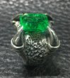 Photo3: 8.09Ct Rectangle Green Emerald Medium Chiseled Iron Claw Ring (3)