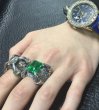 Photo8: 8.09Ct Rectangle Green Emerald Medium Chiseled Iron Claw Ring (8)