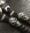 Photo7: Snake Born Clip With Single Bulldog & 2Skulls Braid Leather Wallet Chain (7)