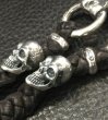 Photo6: Snake Born Clip With Single Bulldog & 2Skulls Braid Leather Wallet Chain (6)