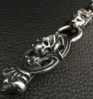 Photo6: Skull On Crown Sculpted Oval Keeper With 2Lions & 13Skull Links Wallet Chain (6)