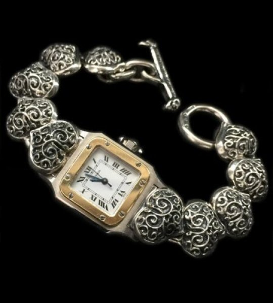 Photo1: Half Size All Heart Links Watch Band For Cartier Santos (1)